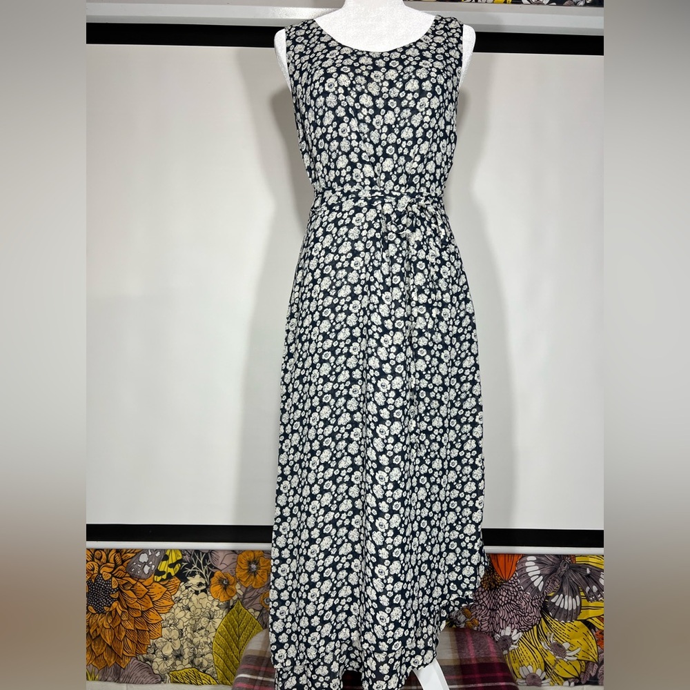 RODIER Blue and White Floral Maxi Dress with Asymmetrical Hem